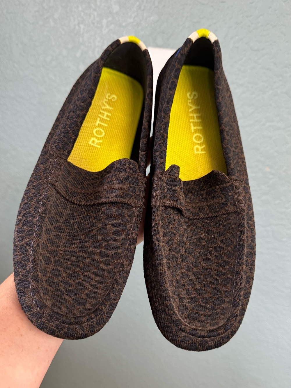 RARE Rothy's The Driver loafers in the Chocolate Spot leopard print EUC Size 11